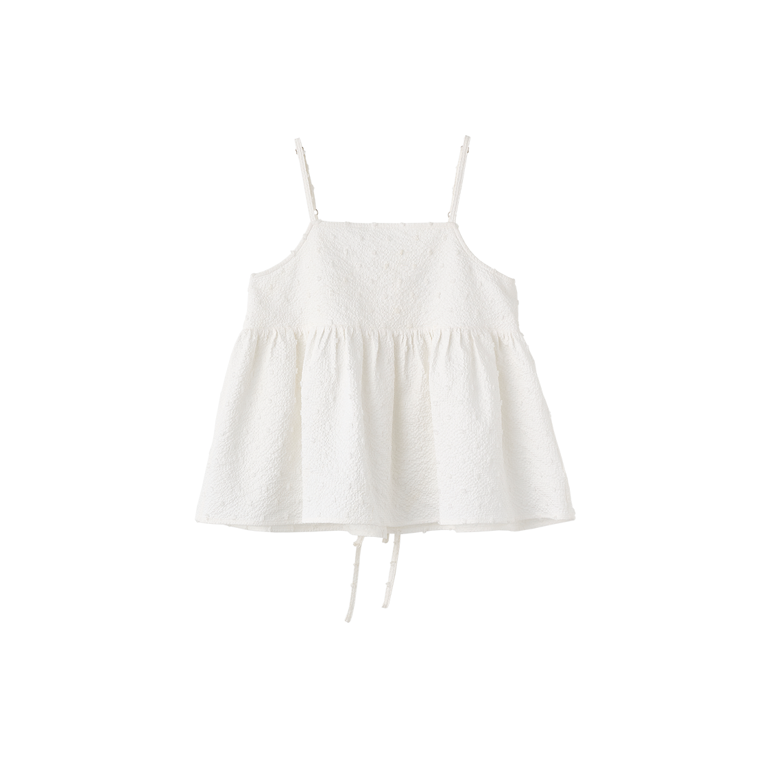 제너럴아이디어 우먼 텍스처드 버블 슬리브리스 블라우스 화이트(General Idea Woman Textured Bubble Sleeveless Blouse White)