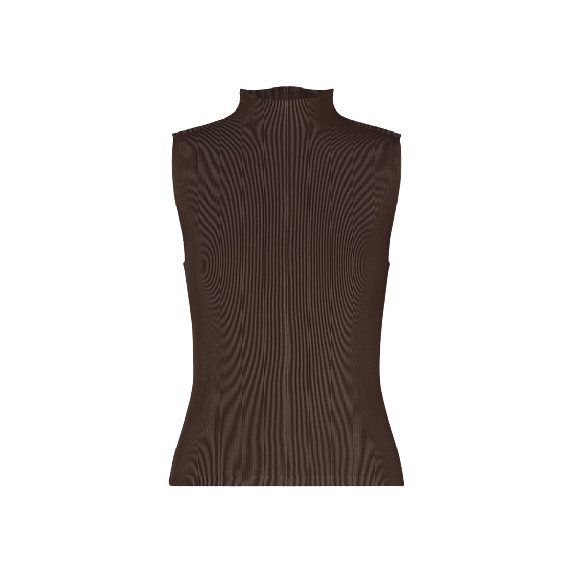 PP58/PP53-FK292-47 (W) Pleats Please Issey Miyake Mist July High-Neck Sleeveless Top Dark Brown