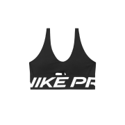 (W) Nike Pro Indy Plunge Medium Support Padded Sports Bra Black White - Asia