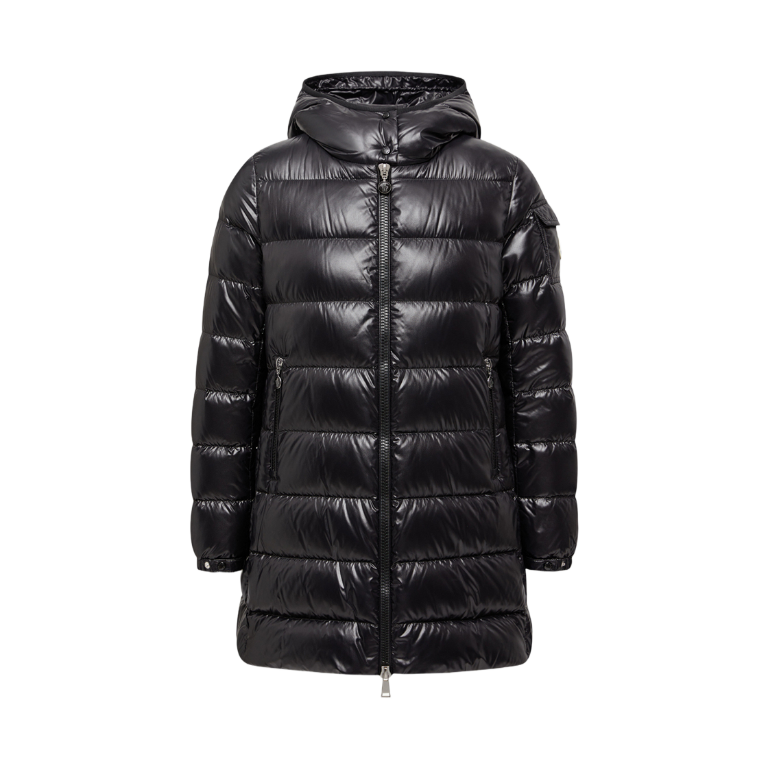 (W) 몽클레르 쿠르셀 후드 미드 렝스 다운 자켓 블랙 - 25FW((W) Moncler Courcelles Hooded Mid Length Down Jacket Black - 25FW) - 1