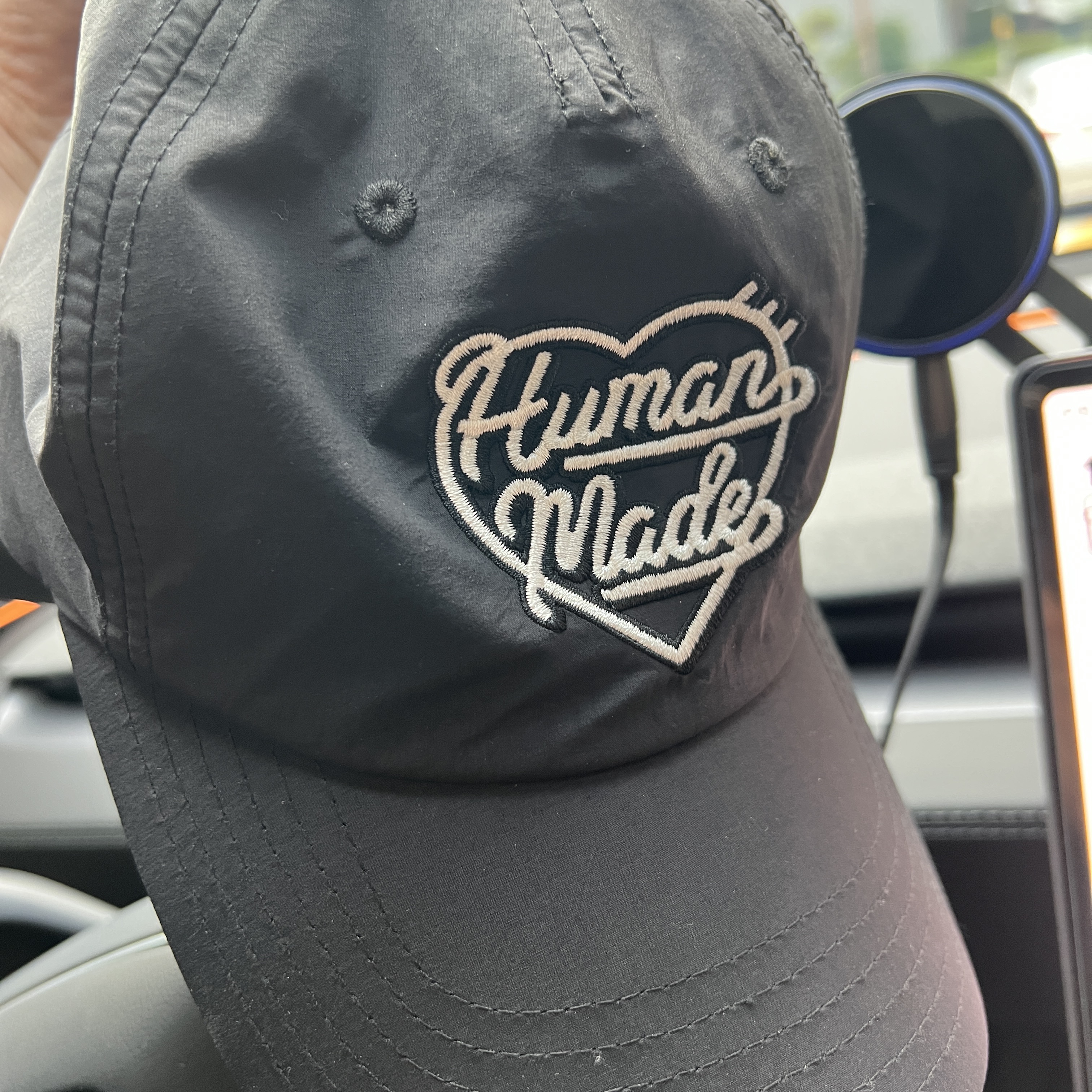 Human Made 5 Panel Nylon Cap Black 착용 스타일