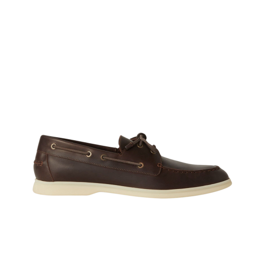 FAN1316-HB66 Loro Piana Sea-Sail Calfskin Walk Loafers Light Chocolate