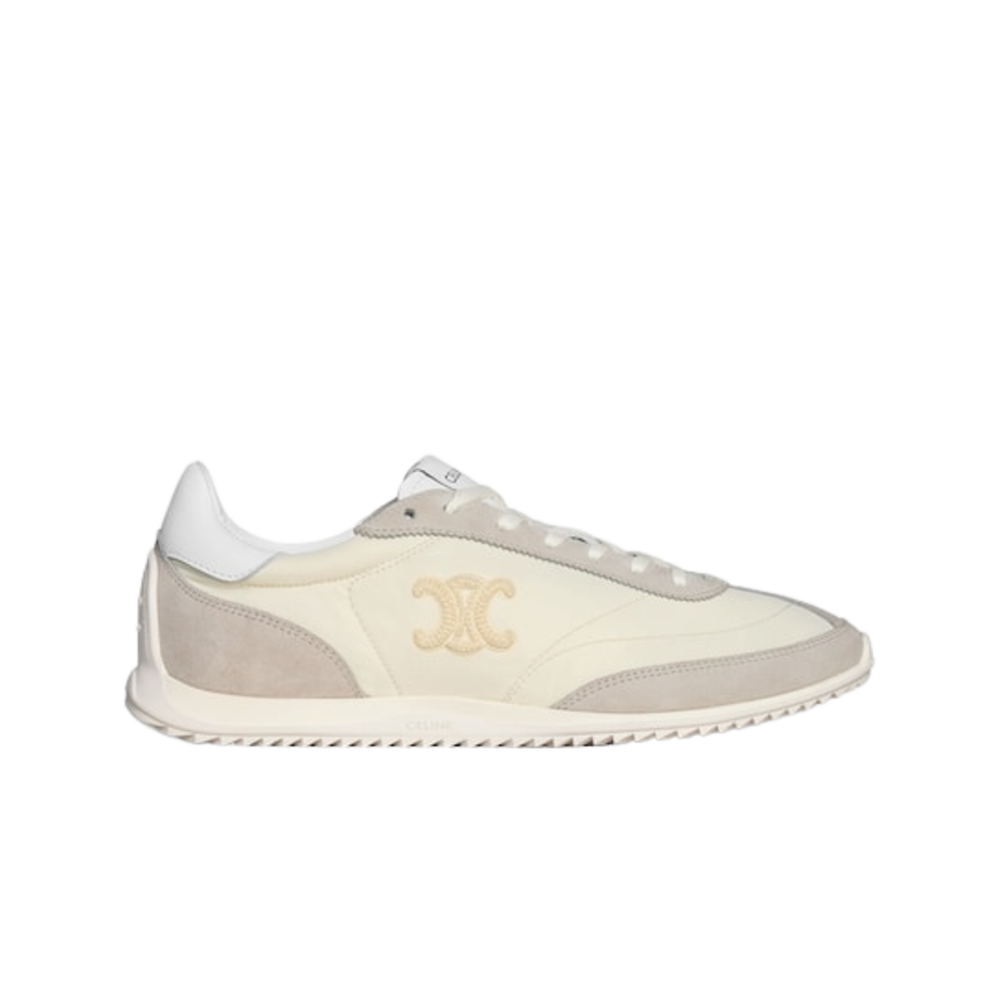 364365190C-01VA (W) Celine Racer Low Top Sneakers in Nylon Suede Calfskin Vanilla