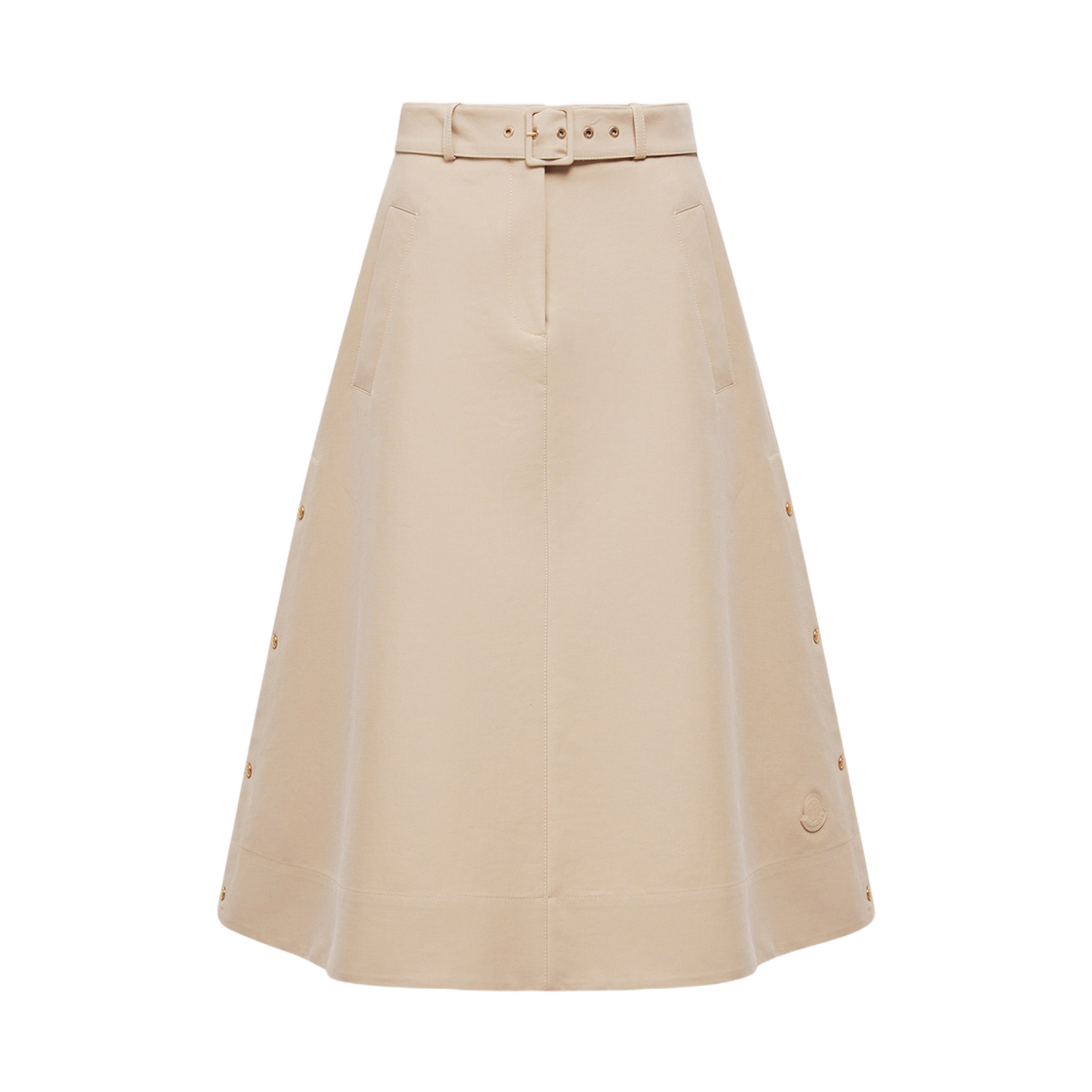 (W) 몽클레르 코튼 미디 스커트 베이지 - 25FW((W) Moncler Cotton Midi Skirt Beige - 25FW) - 1