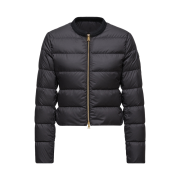 (W) Moncler Mauvezin Wool Trimmed Short Down Jacket Black - 25FW