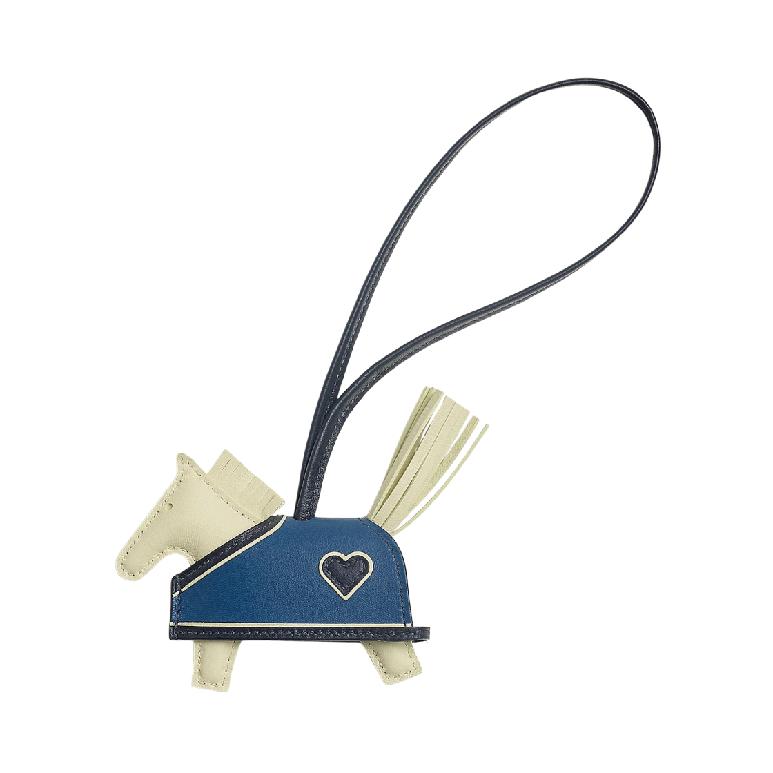 에르메스 로데오 로베오 꾀흐 PM 참 밀로 램스킨 & 죤 밀턴 블루 뉘 블루 타이 죤 밀턴(Hermes Rodeo Robeo Coeur PM Charm Milo Lambskin & Jaune Milton Bleu Nuit Bleu Tie Jaune Milton) - 1