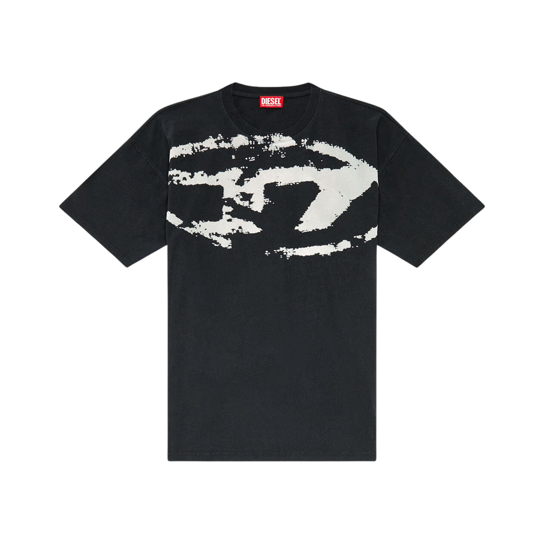 디젤 디스트레스드 플록 로고 T-박스트-N14 티셔츠 블랙(Diesel T-Boxt-N14 T-Shirt with Distressed Flocked Logo Black)