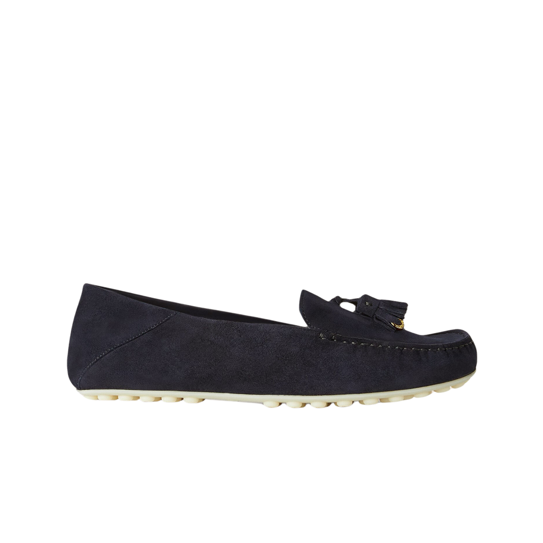 FAN0109-W1B4 (W) Loro Piana Dot Sole Loafers Suede Goatskin Blue Navy Sun Gold