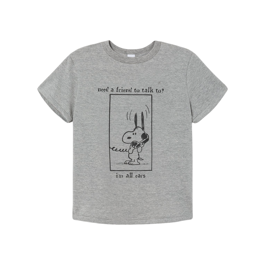 068-02WCGT339 (W) Re/Done Classic Snoopy All Ears T-Shirt Heather Grey