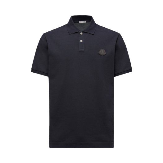 Moncler Logo Patch Cotton Piquet Polo Shirt Navy Blue - 25FW