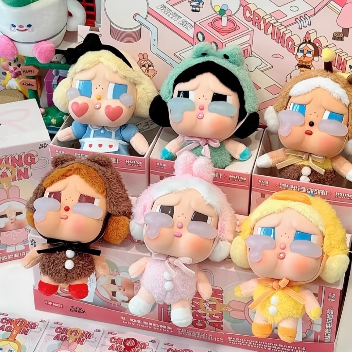 Pop Mart Crybaby Crying Again Series Plush Keyring Sealed Case (6 Blind Boxes) 착용 스타일