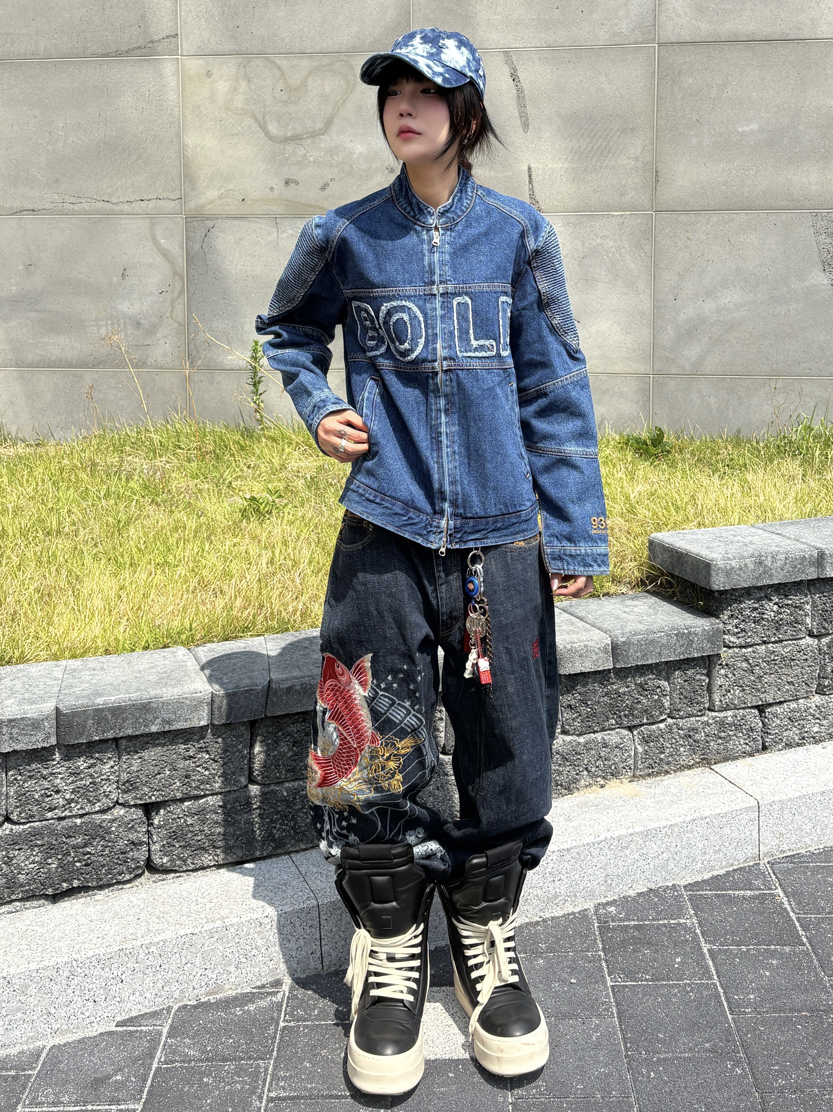 Rick Owens Mega Bumper Geobasket Black Milk 착용 스타일 - 3