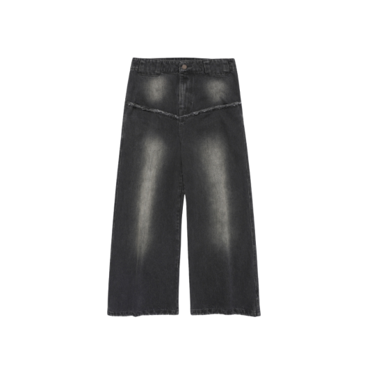 HVQFDDW602BKA Vonvat Damage Pocket New Wide Jeans Black