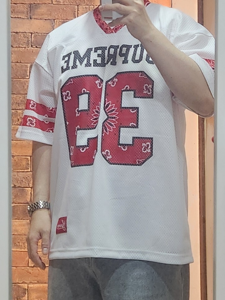 Supreme Bandana Football Jersey White - 25SS 착용 스타일