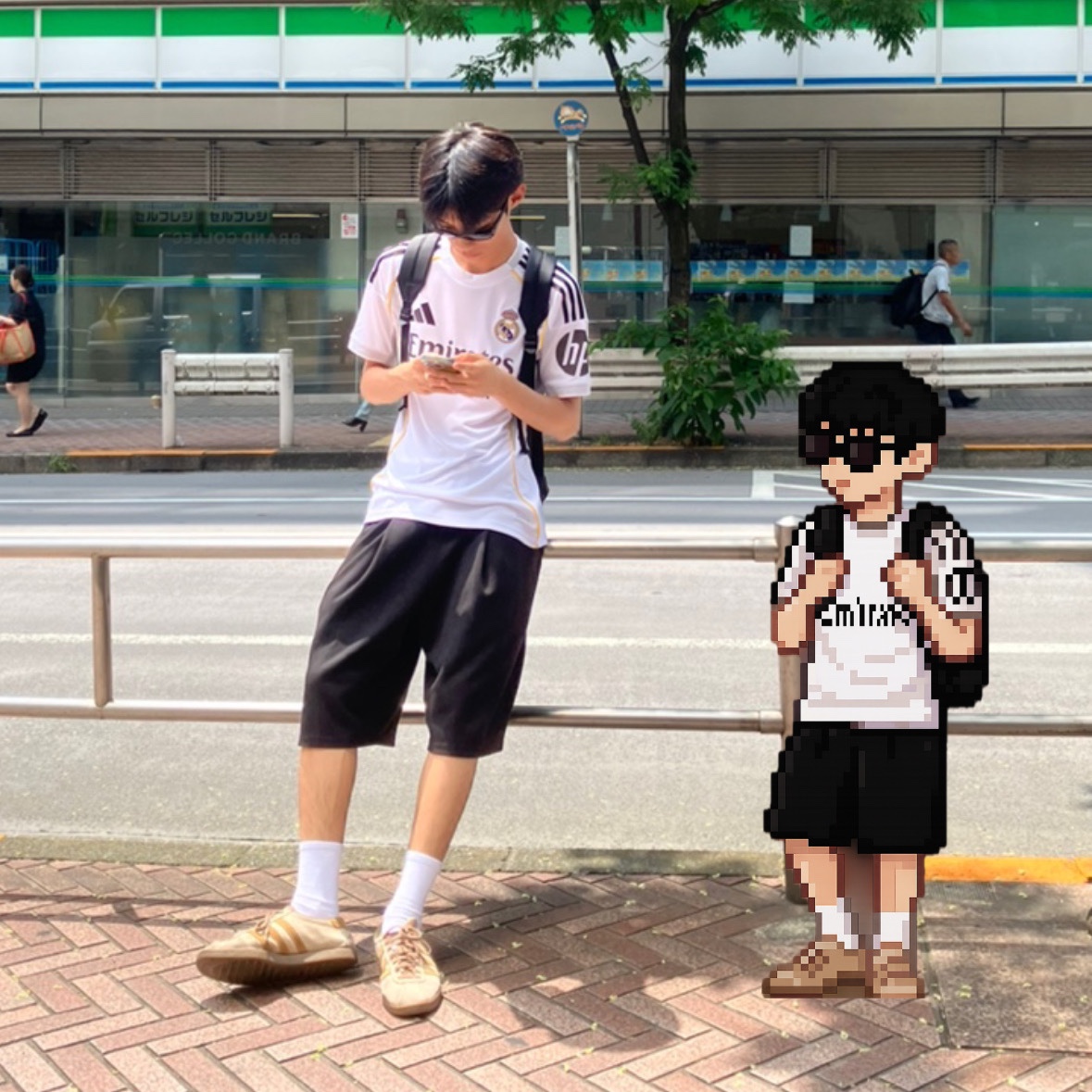Ray-Ban DADDY-O II Polished Black Frame Green Classic G-15 Lenses, Adidas Real Madrid 2025/26 Home Jersey White - KR Sizing (Non Marking Ver.) 착용 스타일