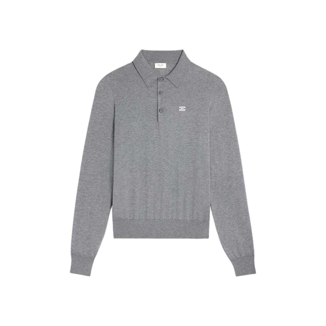 RY0FC367Y-09GM Celine Polo Sweater in Fine Cotton Medium Grey