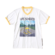 Kapital 20 Jersey V-Neck Ringer T-Shirt Life Scherzo Road Sign Painter Pt White