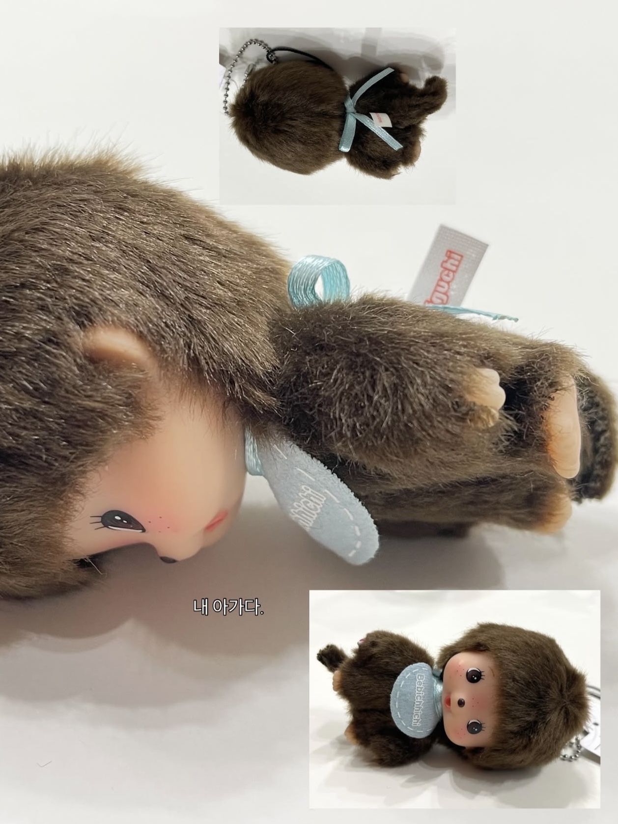 Monchhichi Bebichhichi Bighead SS Boy Key Chain Blue 착용 스타일