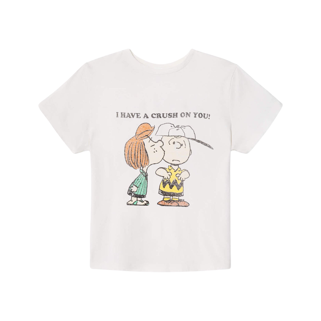 (W) 리던 클래식 피너츠 크러쉬 티셔츠 빈티지 화이트((W) Re/Done Classic Peanuts Crush T-Shirt Vintage White)
