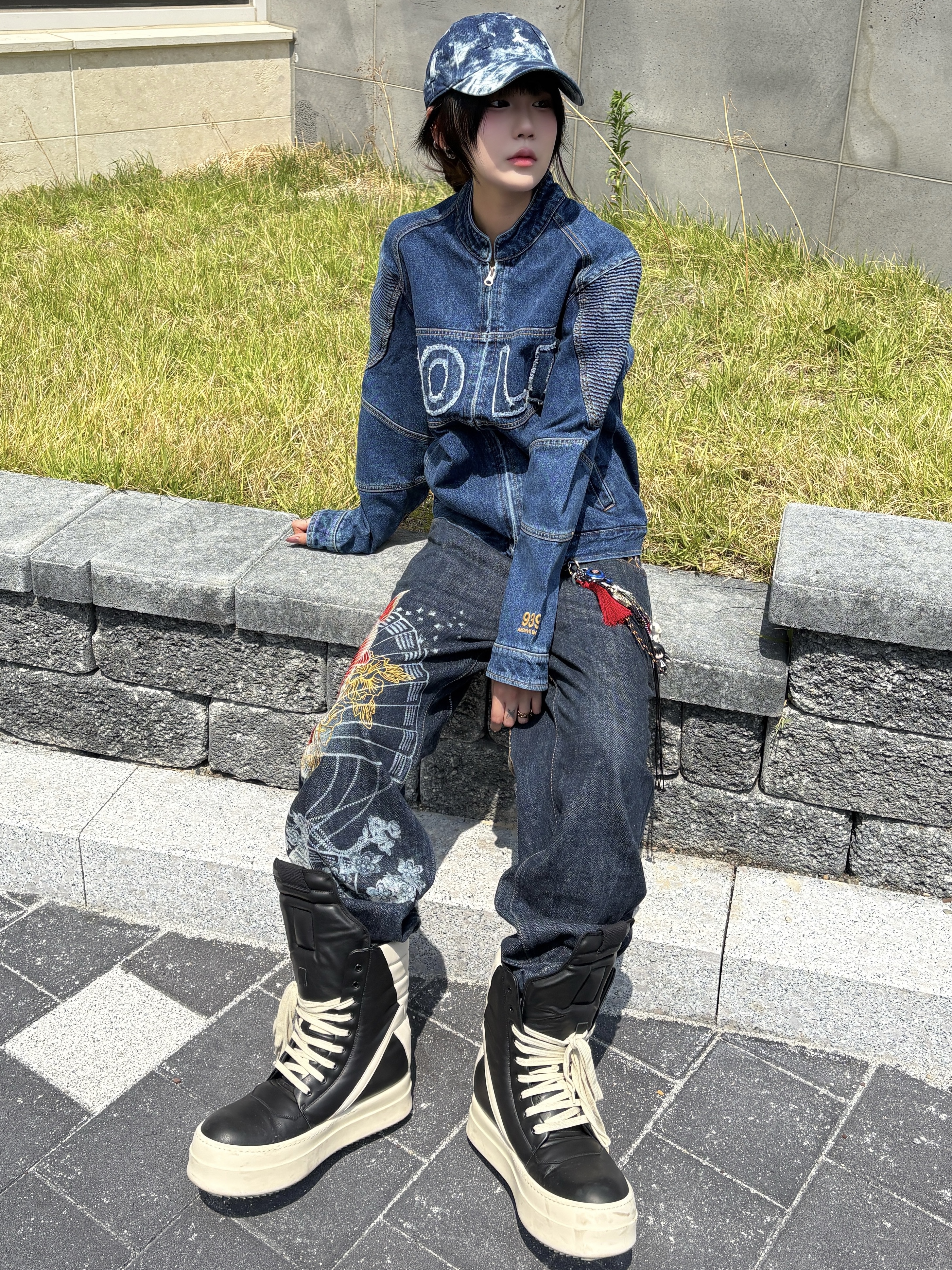Rick Owens Mega Bumper Geobasket Black Milk 착용 스타일 - 2
