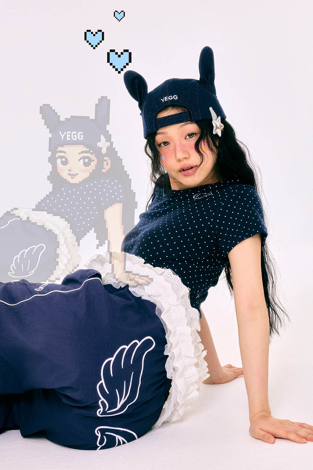【YEGG】韓国人気新作★ Dot Wing Baby Tee 예그 도트 윙 베이비 티 네이비 | YEGG | KREAM