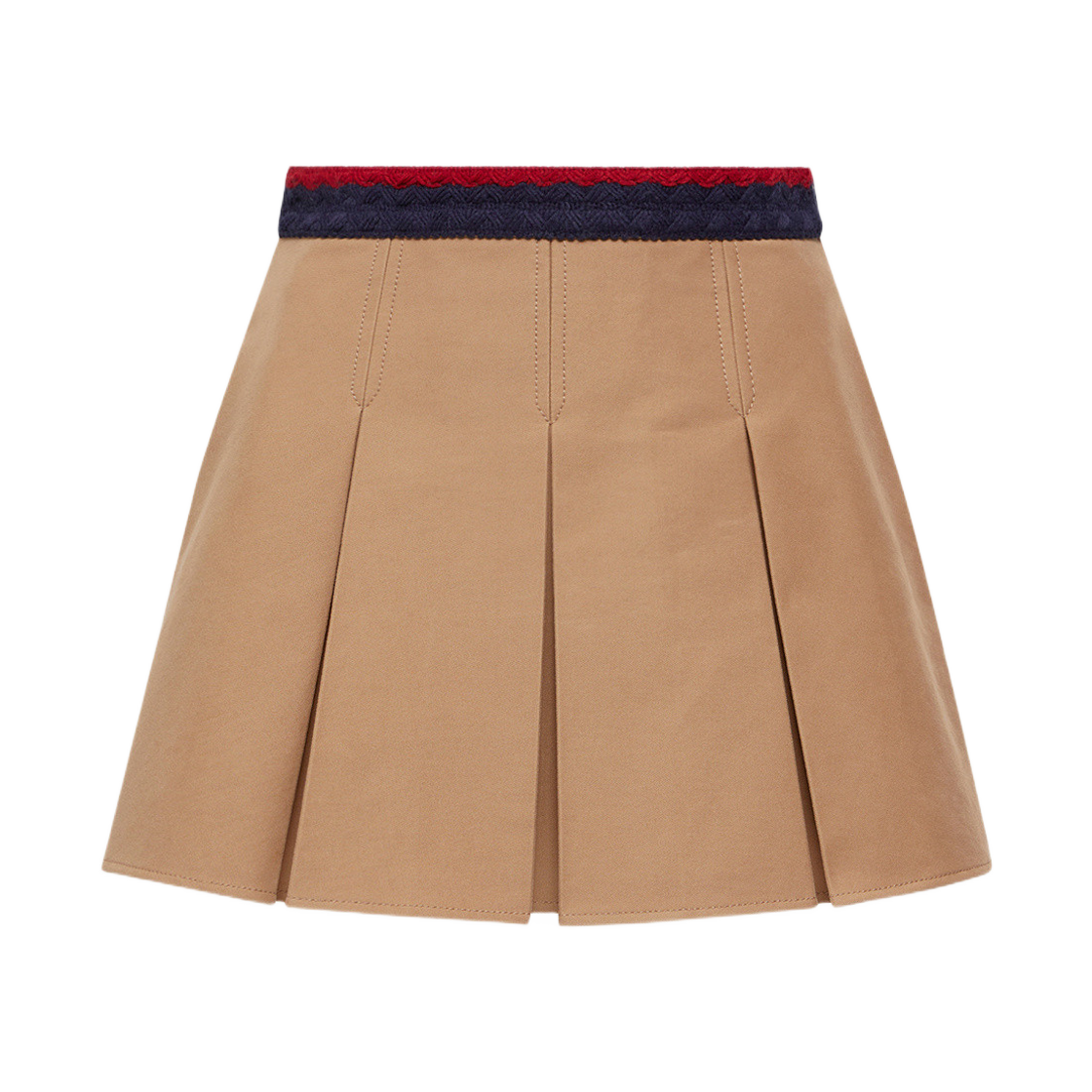 K2-093-2D00004-598OP-209 (W) Moncler Cotton Gabardine Pleated Mini Skirt Beige - 25SS
