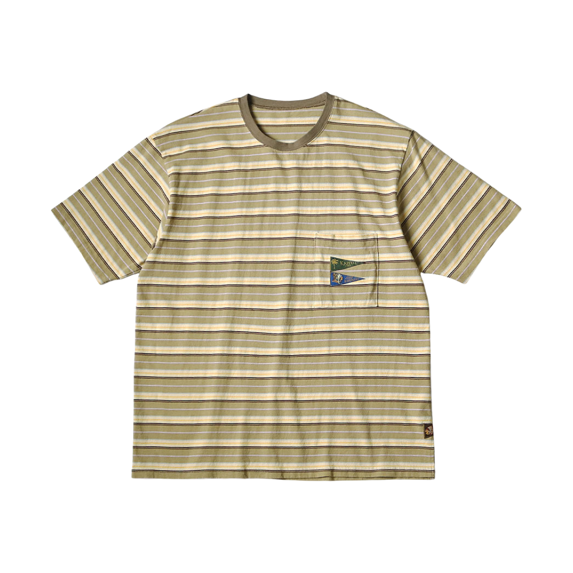 캐피탈 멀티 보더 저지 패넌트 티셔츠 3플래그 베이지 키나리(Kapital Multi Border Jersey Pennant T-Shirt 3Flags Beige Kinari)