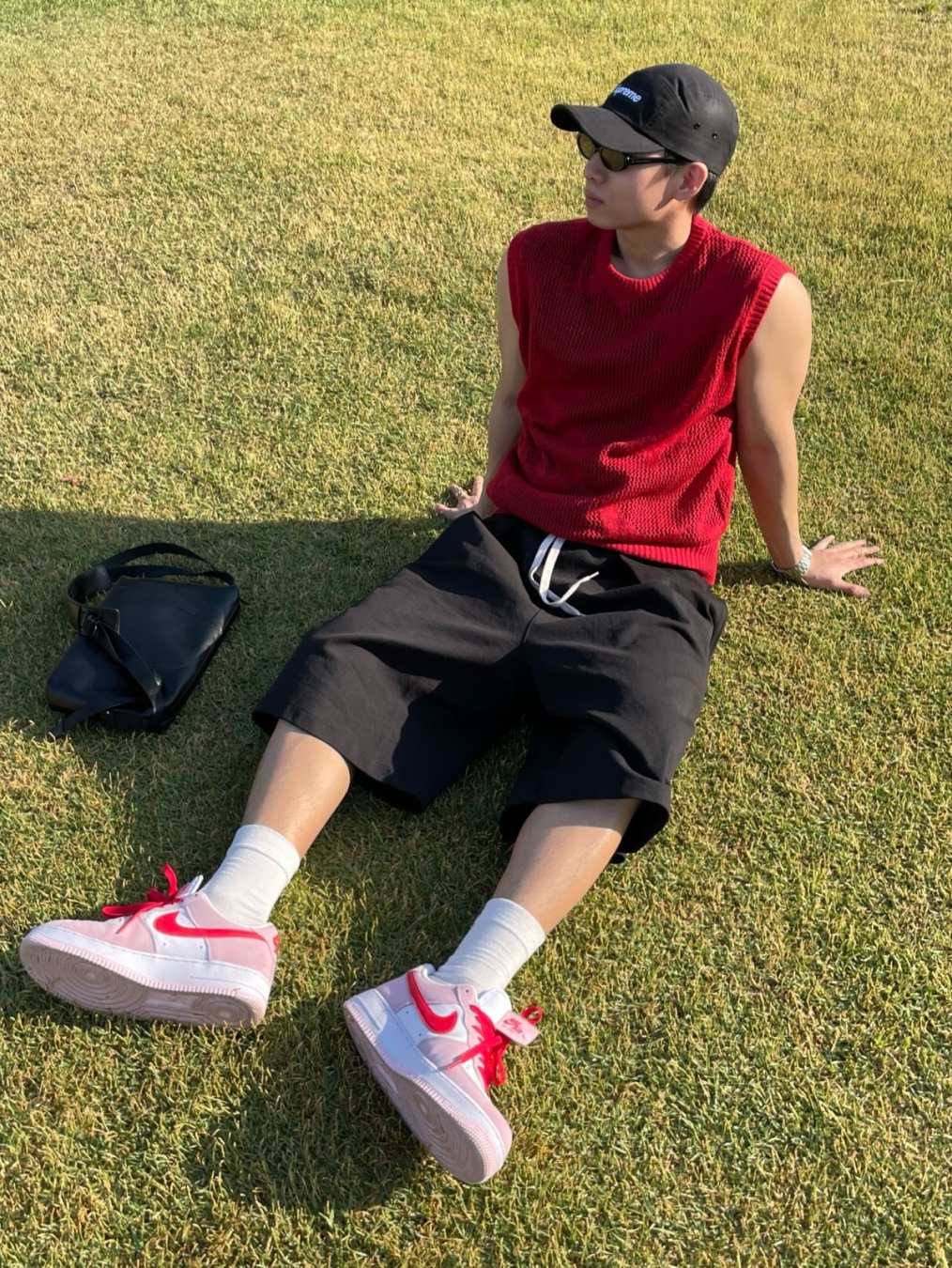 Nike Aerobill Heritage86 Player Golf Cap Black, Haruta HS-6550 Penny Loafer Black 착용 스타일 - 4