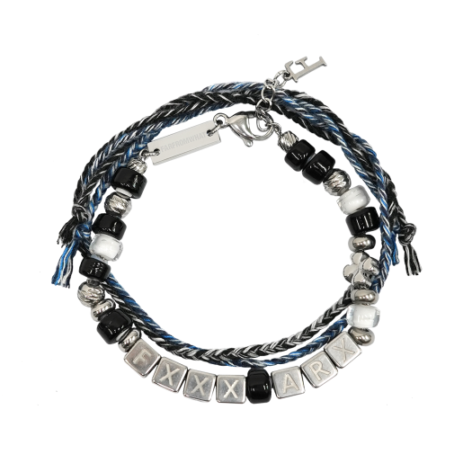 25036-1313-017-BK [더블적립]Farfromwhat Far Fxxxarx Bead Bracelet Black