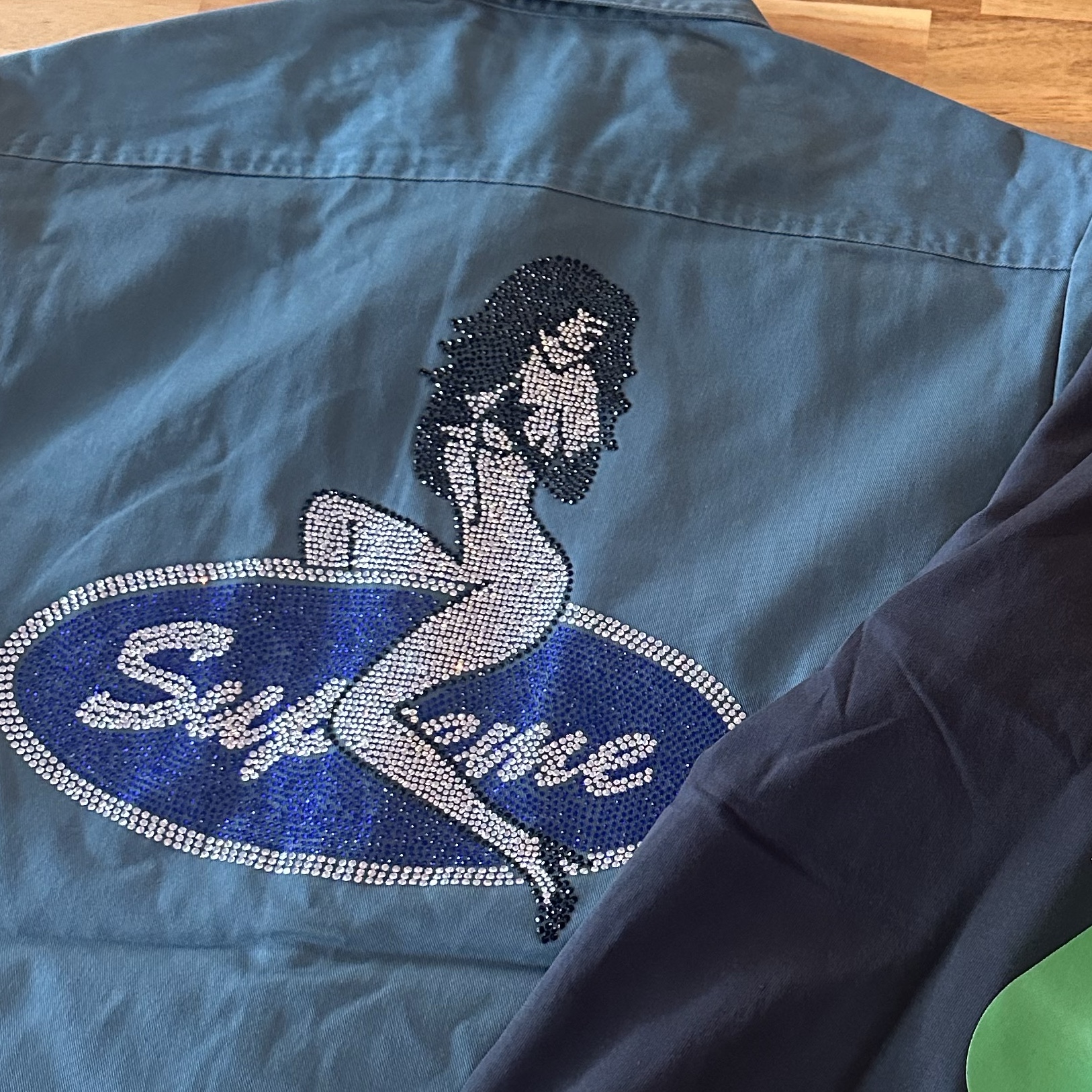 Supreme Rhinestone Pin Up S/S Work Shirt Work Green - 25SS 착용 스타일