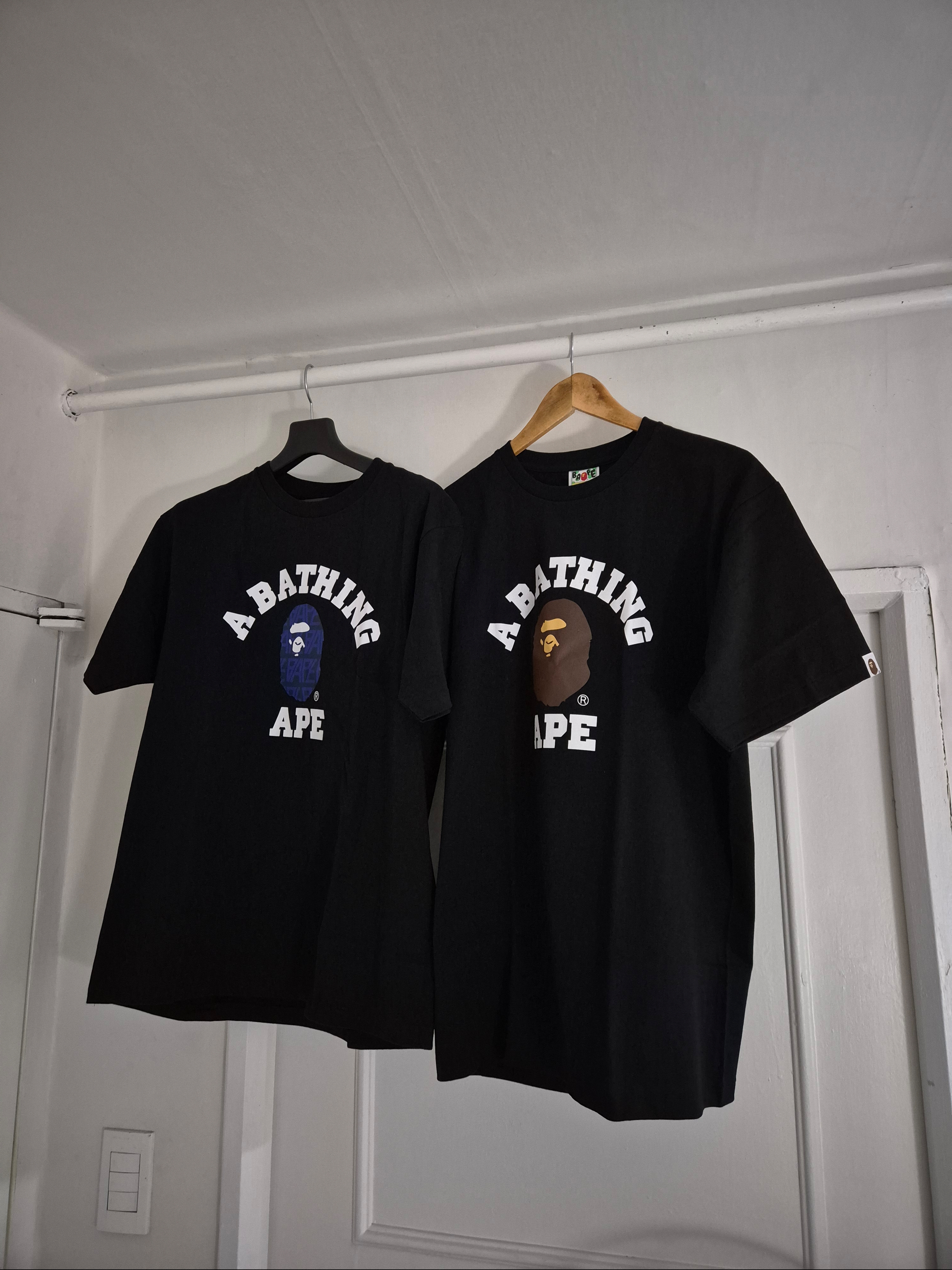 BAPE Bape Logo Monogram College T-Shirt Black, BAPE College T-Shirt Black 착용 스타일 - 1