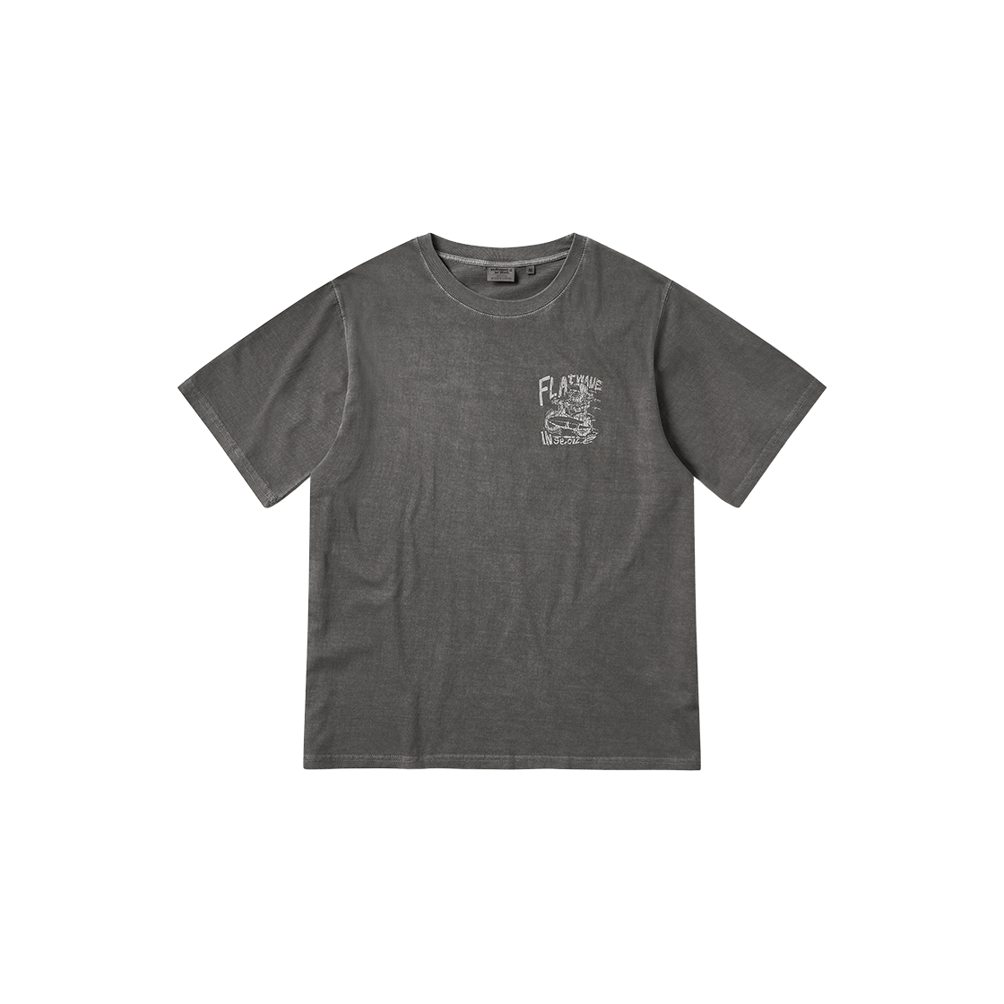 Skuv Tshirt Charcoal Flatwave in Seoul Skuv Dyed Print T-Shirts Charcoal