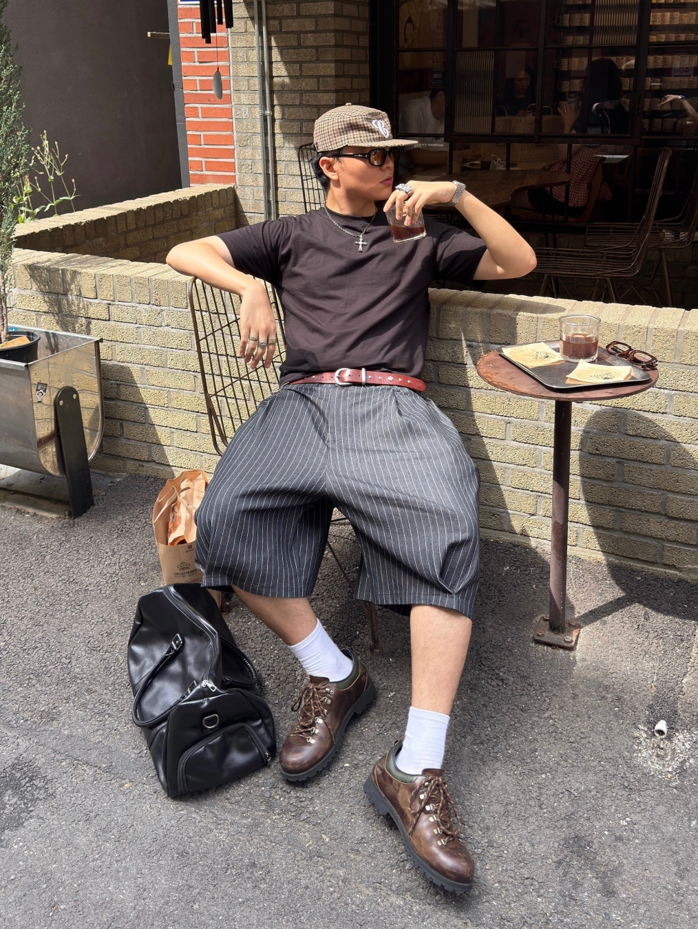 Nike Aerobill Heritage86 Player Golf Cap Black, Haruta HS-6550 Penny Loafer Black 착용 스타일 - 2