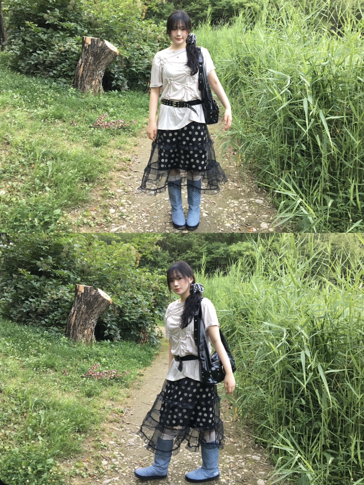 [KREAM 단독] Safarispot Basic Safari Dots Rain Boot Indigo 착용 스타일