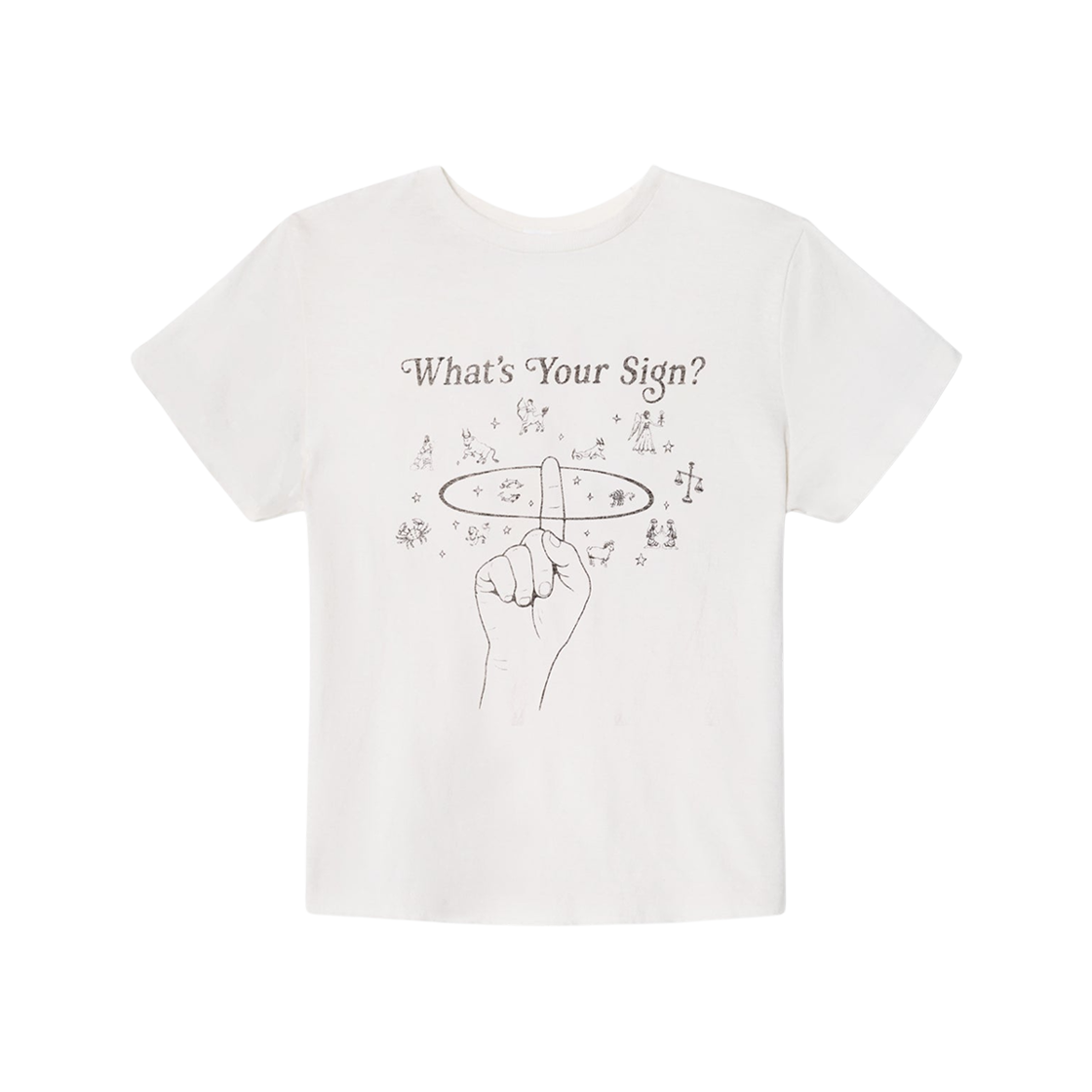 (W) 리던 클래식 왓츠 유어 싸인 티셔츠 빈티지 화이트((W) Re/Done Classic What's Your Sign T-Shirt Vintage White)