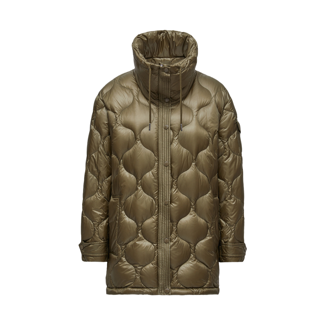 (W) 몽클레르 롬비 후드 미드 렝스 다운 자켓 올리브 그린 - 25SS((W) Moncler Lombi Hooded Mid Length Down Jacket Olive Green - 25SS) - 1