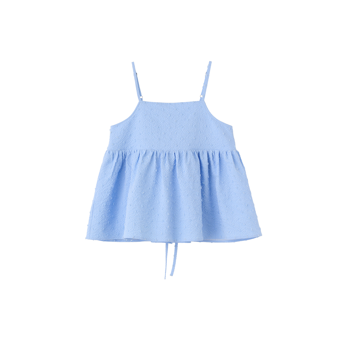 제너럴아이디어 우먼 텍스처드 버블 슬리브리스 블라우스 블루(General Idea Woman Textured Bubble Sleeveless Blouse Blue)