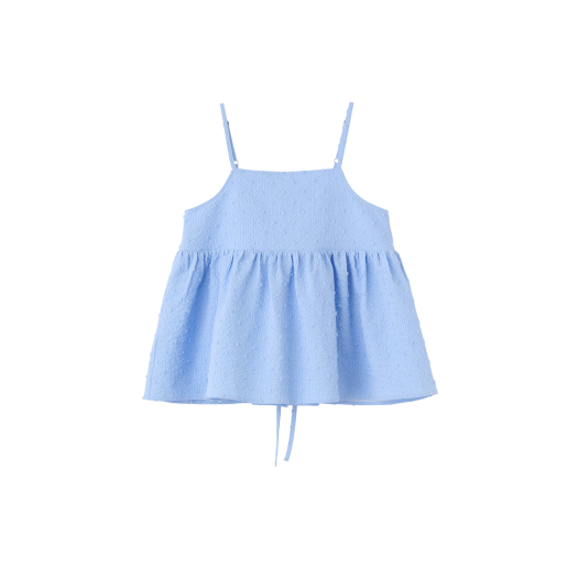WBE2L03526BL General Idea Woman Textured Bubble Sleeveless Blouse Blue