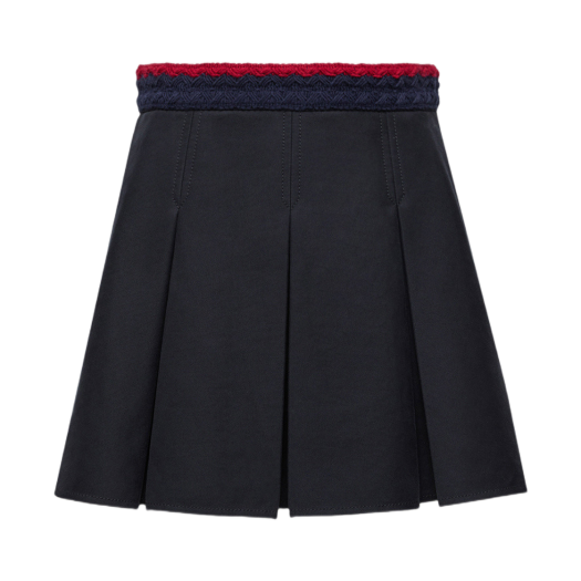 K2-093-2D00004-598OP-778 (W) Moncler Cotton Gabardine Pleated Mini Skirt Navy Blue - 25FW