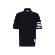 Thom Browne Classic Pique 4-Bar Short Sleeve Polo Navy