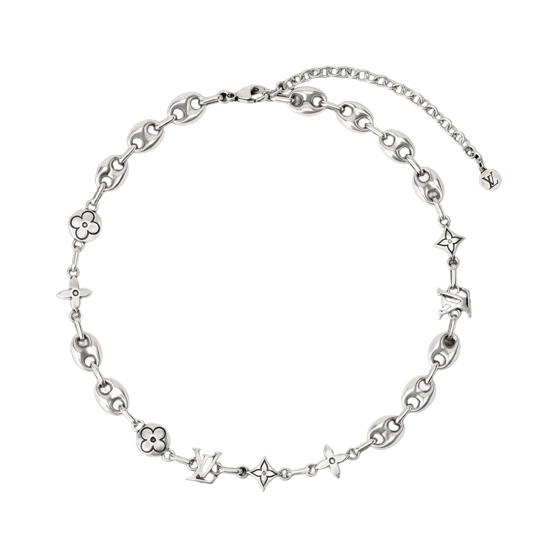 루이비통 LV 세일러 미디움 체인 네클리스 스털링 실버(Louis Vuitton LV Sailor Medium Chain Necklace Sterling Silver) - 1