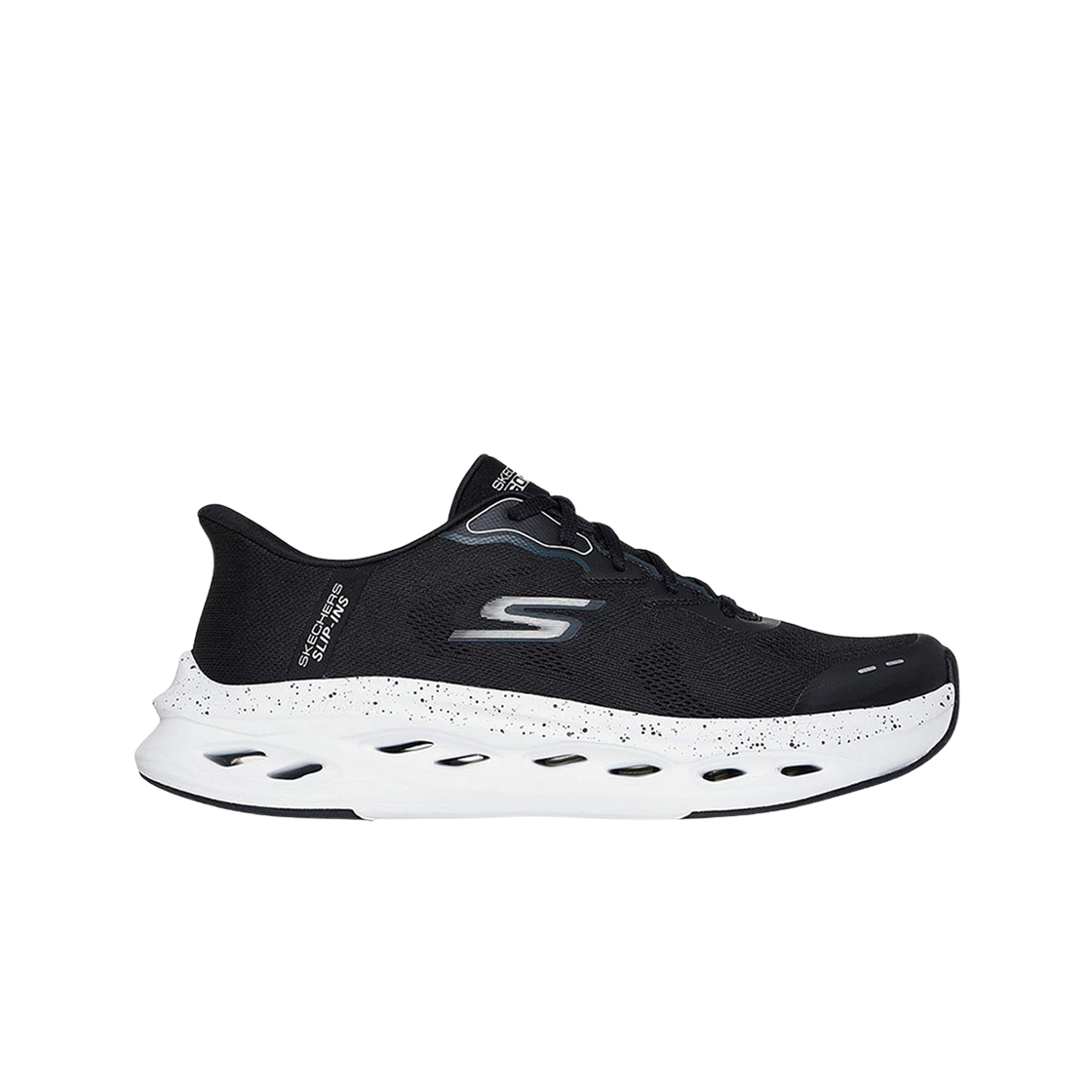스케쳐스 퍼포먼스 맥스 쿠셔닝 글라이드-스텝 슬립 인스 블랙 화이트(Skechers Performance Max Cushioning Glide-Step Slip Ins Black White)