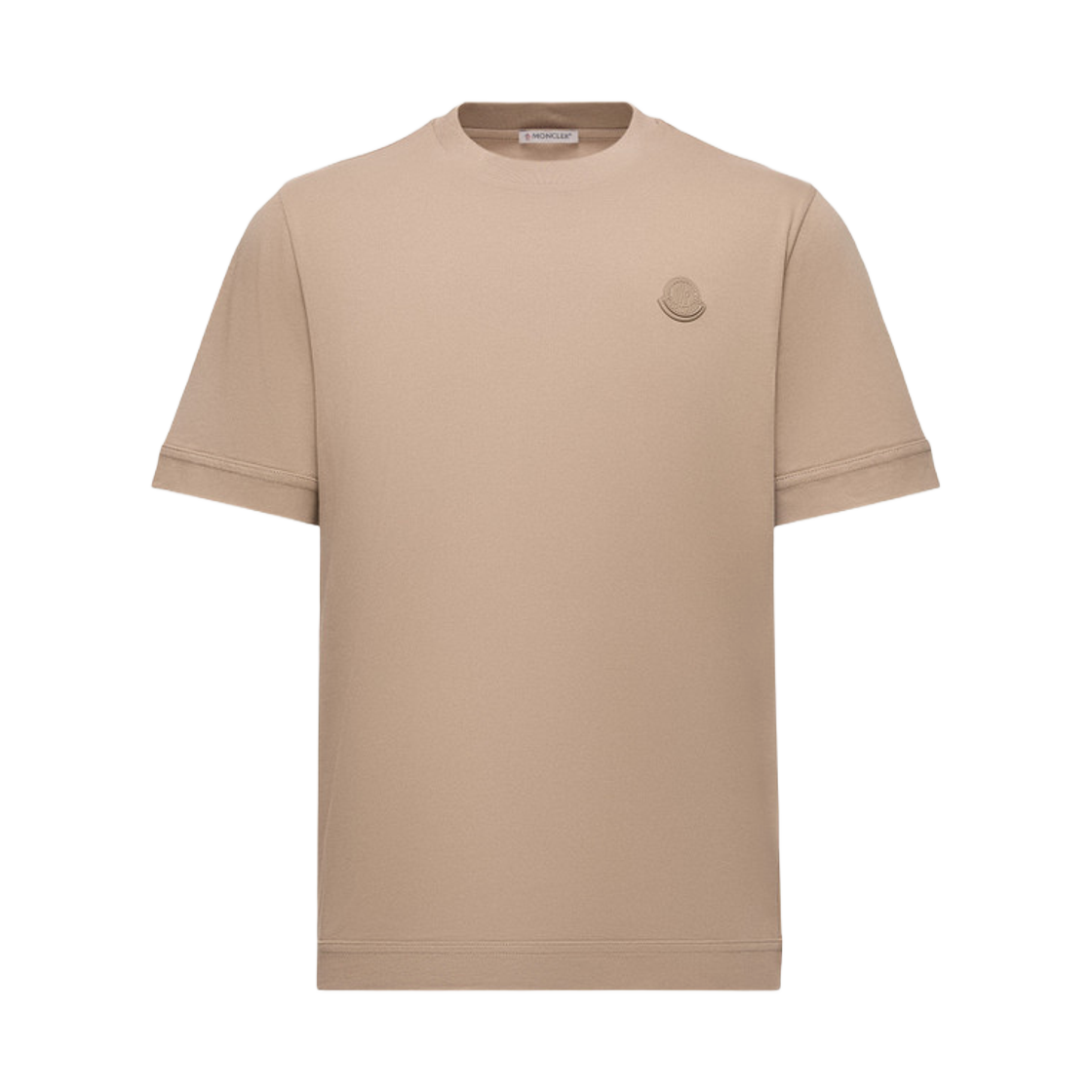 몽클레르 로고 패치 코튼 티셔츠 라이트 베이지 - 25FW(Moncler Logo Patch Cotton T-Shirt Light Beige - 25FW) - 1