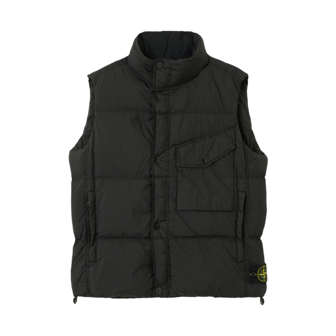 K2S15G1000-03S0A23-V0029 Stone Island G100003 Crinkle Reps NY Recycled Nylon Down Vest with Wind Resistance and Zip Pockets Black - 25FW