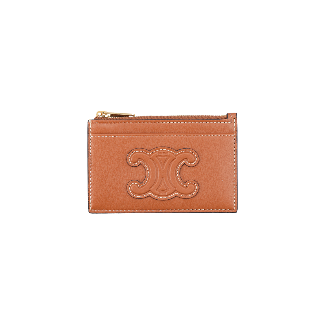 IT8CKRVU9HWG [S등급] Celine Vintage Zipped Card Wallet Calfskin Tan