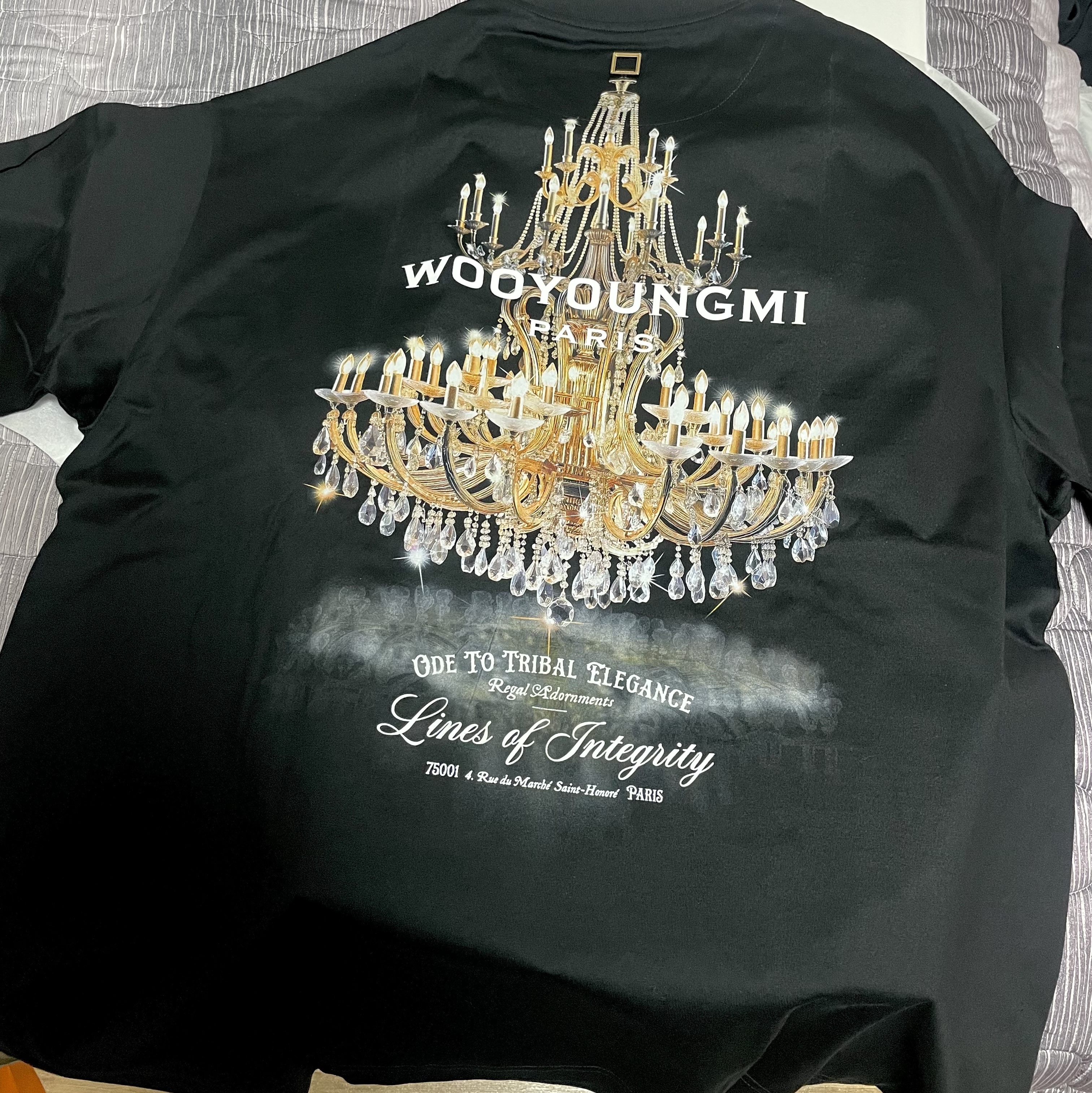 Wooyoungmi Chandelier Back Logo T-Shirt Black - 25FW 착용 스타일