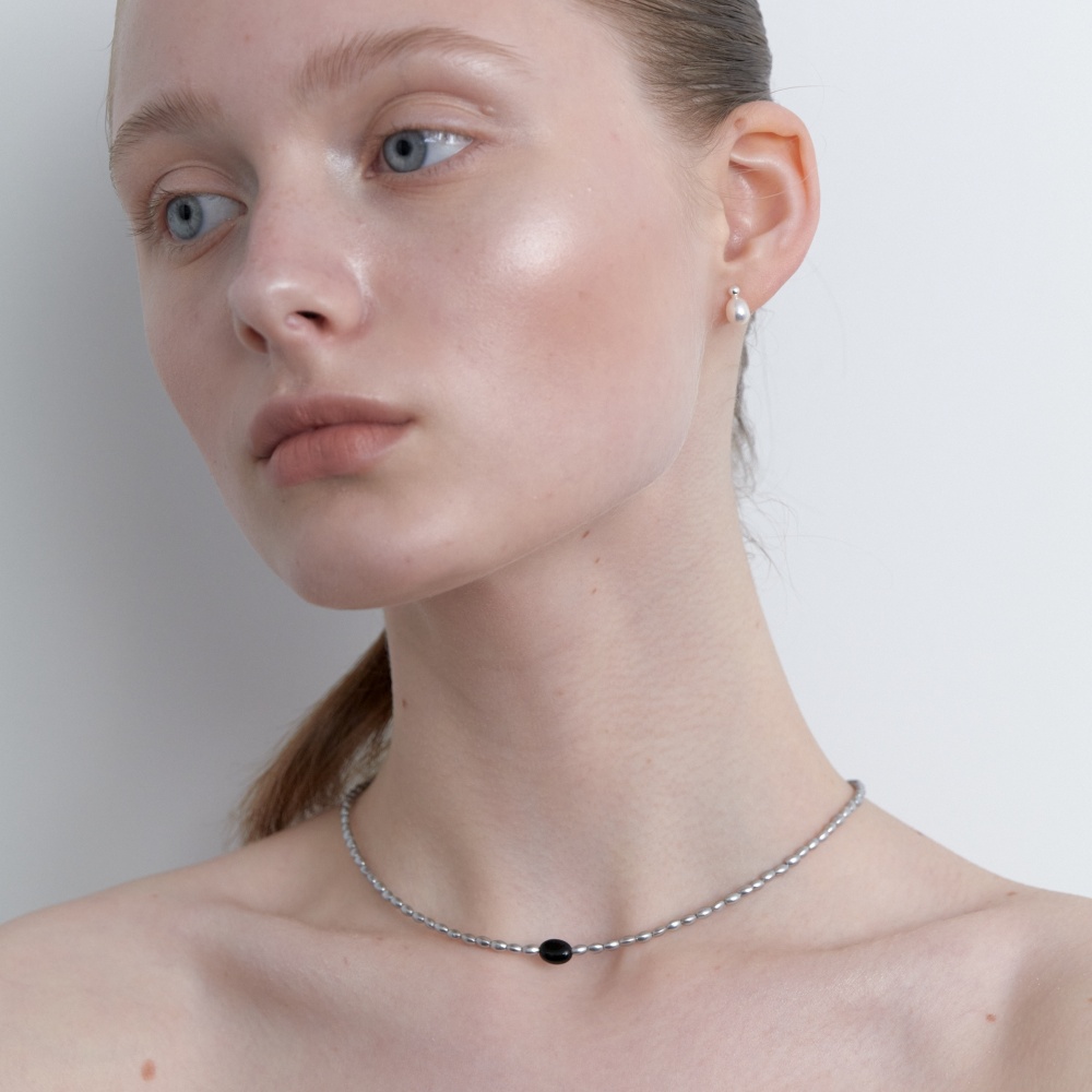 러브미몬스터 시크 회색 진주 원석 목걸이 그레이(lovememonster Chic Grey Pearl Gem Necklace Grey) - 6