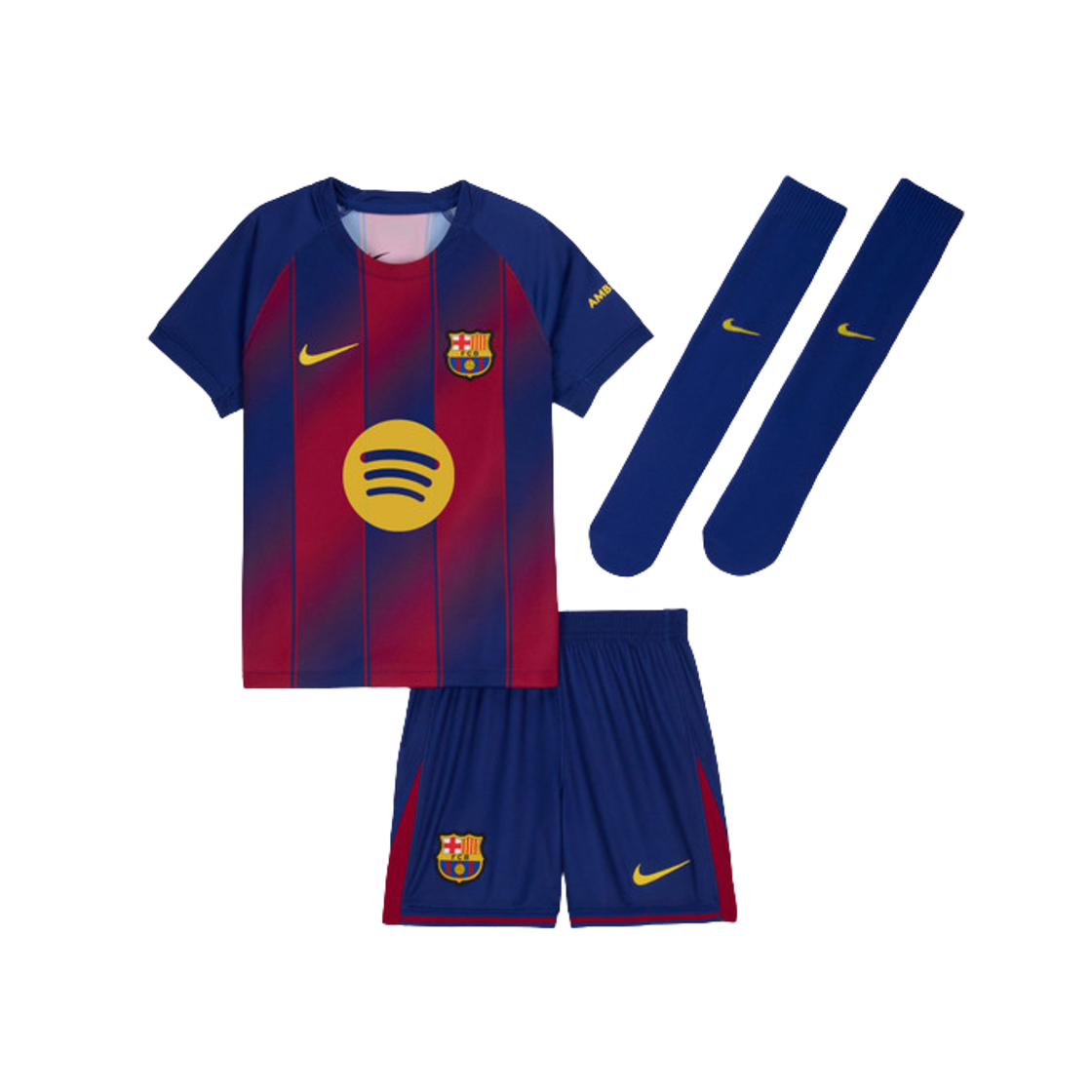 HJ5619-456 (Kids) Nike FC Barcelona 2025/26 Stadium Home Football Replica 3 Piece Kit Deep Royal Blue Noble Red (Non Marking Ver.)
