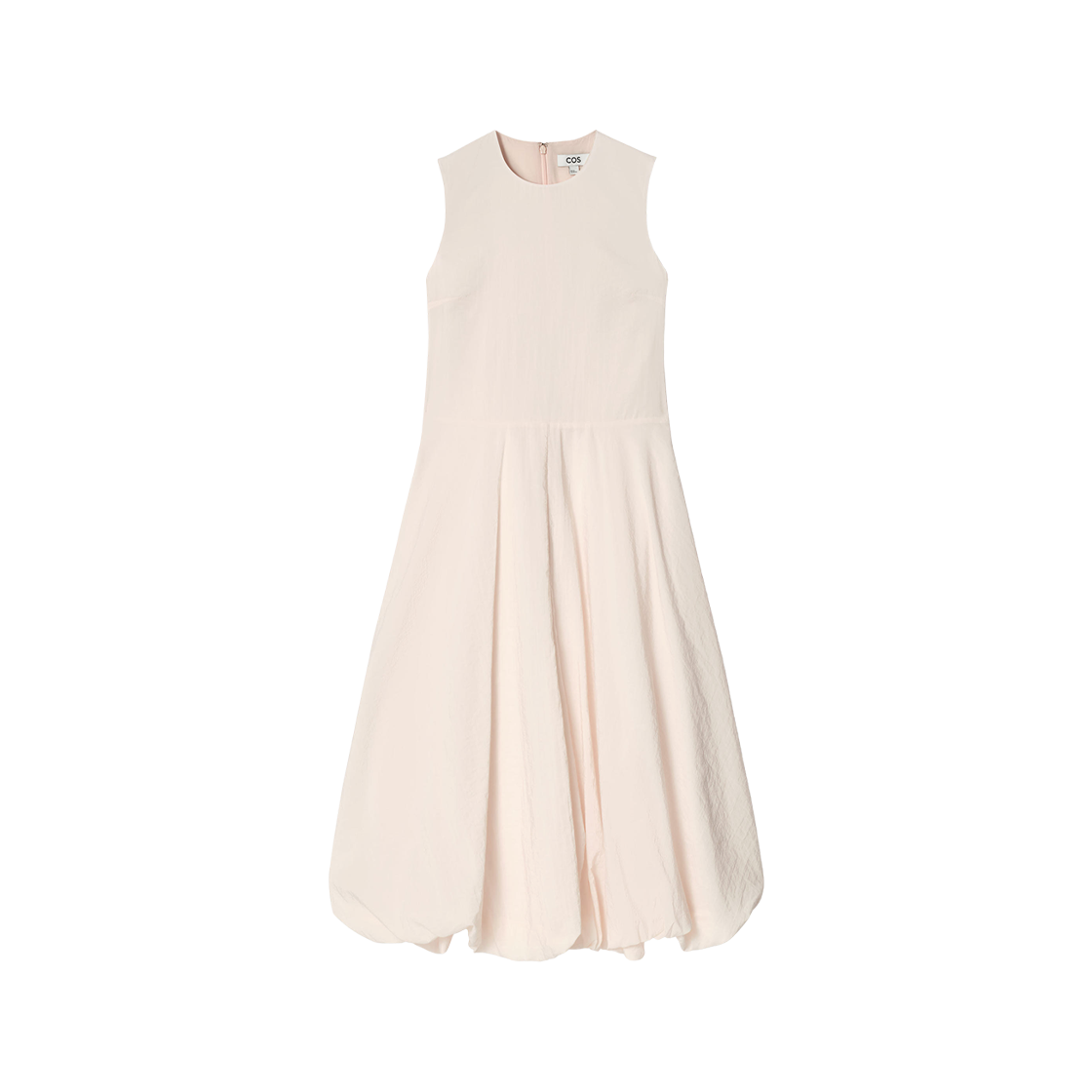 (W) 코스 슬리브리스 버블 헴 미디 드레스 라이트 핑크((W) COS Sleeveless Bubble Hem Midi Dress Light Pink)