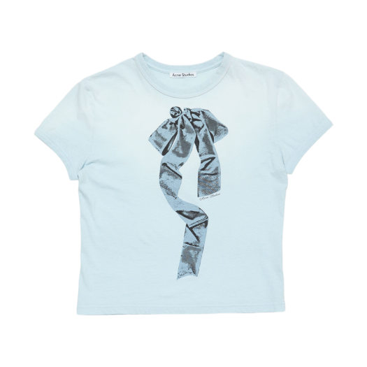 (W) Acne Studios Printed T-Shirt Fitted Light Blue